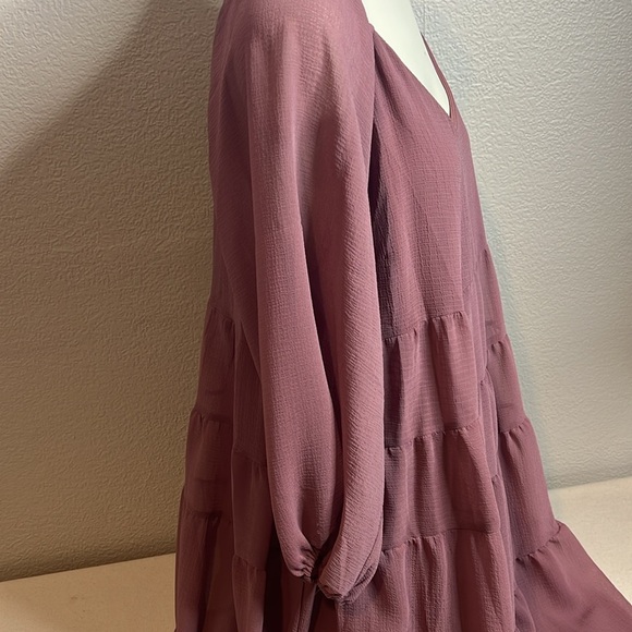Andrée by Unit Tiered Babydoll Dress – Mauve, Size Large - Picture 4 of 9